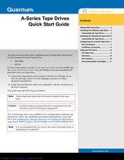 Quantum Tape Drive A-Series Quick Start Manual