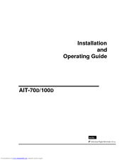 ADIC AIT 100D Installation And Operating Manual