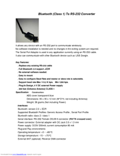 Quatech SS-BLT-100 Specifications