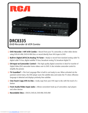 RCA DRC8335 - DVD Recorder & VCR Combo Specifications