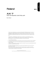 Roland AX-7 Owner's Manual