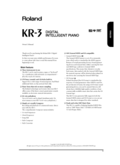 Roland KR-3 Owner's Manual
