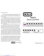 Rolls RM203 Owner's Manual
