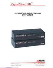 Rose electronics CrystalView Pro fiber CRK-1DFSUDVI Installation And Operations