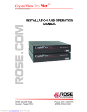 Rose electronics CrystalView Pro fiber CRK-1DFSPDVI Installation And Operation Manual