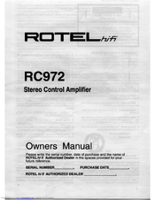 Rotel RC-972 Owner's Manual