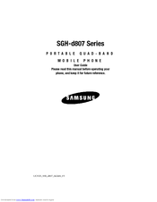 Samsung SGH d807 - Cell Phone - AT&T User Manual