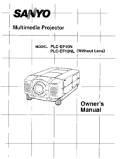 Sanyo PLC-EF10NZL - SXGA LCD Projector Owner's Manual