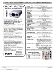 Sanyo PLC-XT15A Specifications