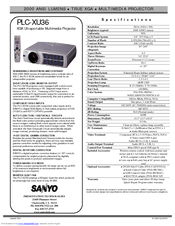 Sanyo PLC-XU36 Specification Sheet