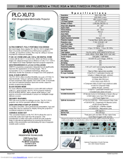 Sanyo PLC-XU73 Specifications