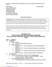 Sanyo VDC-HD3500 - Full HD 1080p Vandal Dome Camera Specifications