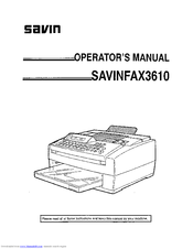 Savin savinafax3610 Operator's Manual