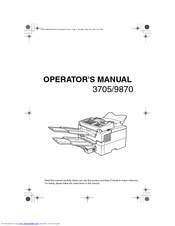Savin 3705 Operator's Manual