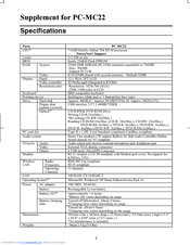 Sharp Actius PC-MC22 Specifications