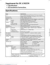 Sharp Actius PC-UM32W Installation Instructions Manual