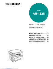 Sharp AR-162S Operation Manual