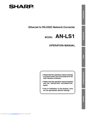 Sharp AN-LS1 Operation Manual