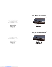 Sima Volume Stabilizer SVS-1 User Manual