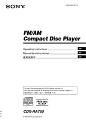 Sony CDX-RA750 Operating Instructions Manual