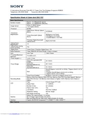 Sony Cybershot,Cyber-shot DSC-W380 Specification Sheet