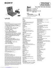 Sony VAIO PCG-F690K Specifications