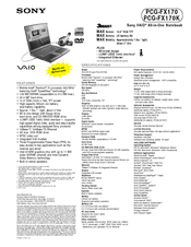 Sony VAIO PCG-FX170K Specifications