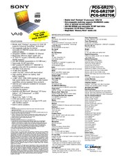 Sony PCG-GR270K Specifications