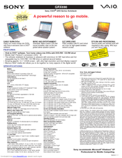 Sony VAIO PCG-GRX690 Service And Warranty Information