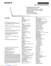 Sony VAIO PCG-N505VE Specifications
