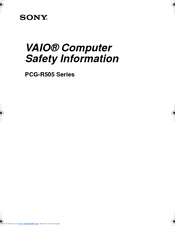 Sony VAIO PCG-R505TLK SuperSlim Pro Safety Information Manual