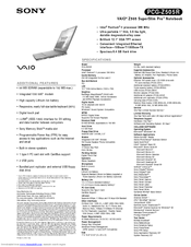 Sony PCG-Z505R - VAIO - PII 366 MHz Specifications