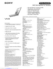 Sony PCG-Z505RX Specifications