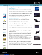 Sony VAIO VGN-AW170Y/Q Specifications