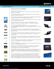 Sony VAIO VGN-AW180Y Specifications