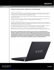 Sony VGN-BZ562P20 - VAIO BZ Series Specifications
