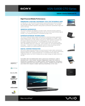 Sony VAIO VGN-S480BC3 Specifications