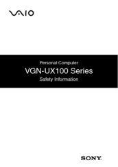 Sony VAIO VGN-UX100 Series Safety Information Manual