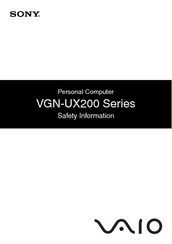 Sony VGN-UX280P - VAIO - Core Solo 1.2 GHz Safety Information Manual