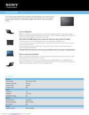 Sony VAIO VPCEG1AFX Specifications