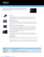 Sony VPCF22FGX Specifications