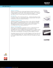 Sony VPCYB15KX Specifications