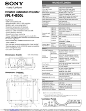 Sony VPL FH500L Specification Sheet