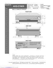 Sony AVD--C70ES - 5 Dvd Changer/receiver Dimensions
