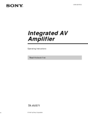 Sony TA-AV571 - Integrated A/v Amplifier Operating Instructions Manual