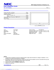 NEC E322 Installation Manual