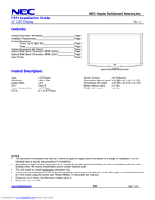 NEC E321-R Installation Manual
