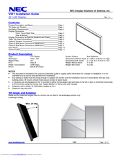 NEC V321-PC-CRE Installation Manual