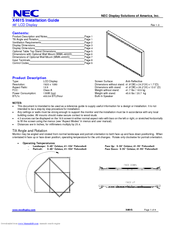 NEC X461S-PC-CRE Installation Manual