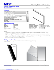 NEC MultiSync X462HB Installation Manual